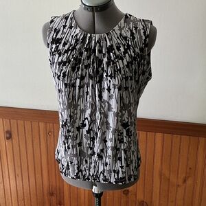 Calvin Klein Monochrome Abstract Sleeveless Blouse Size M
